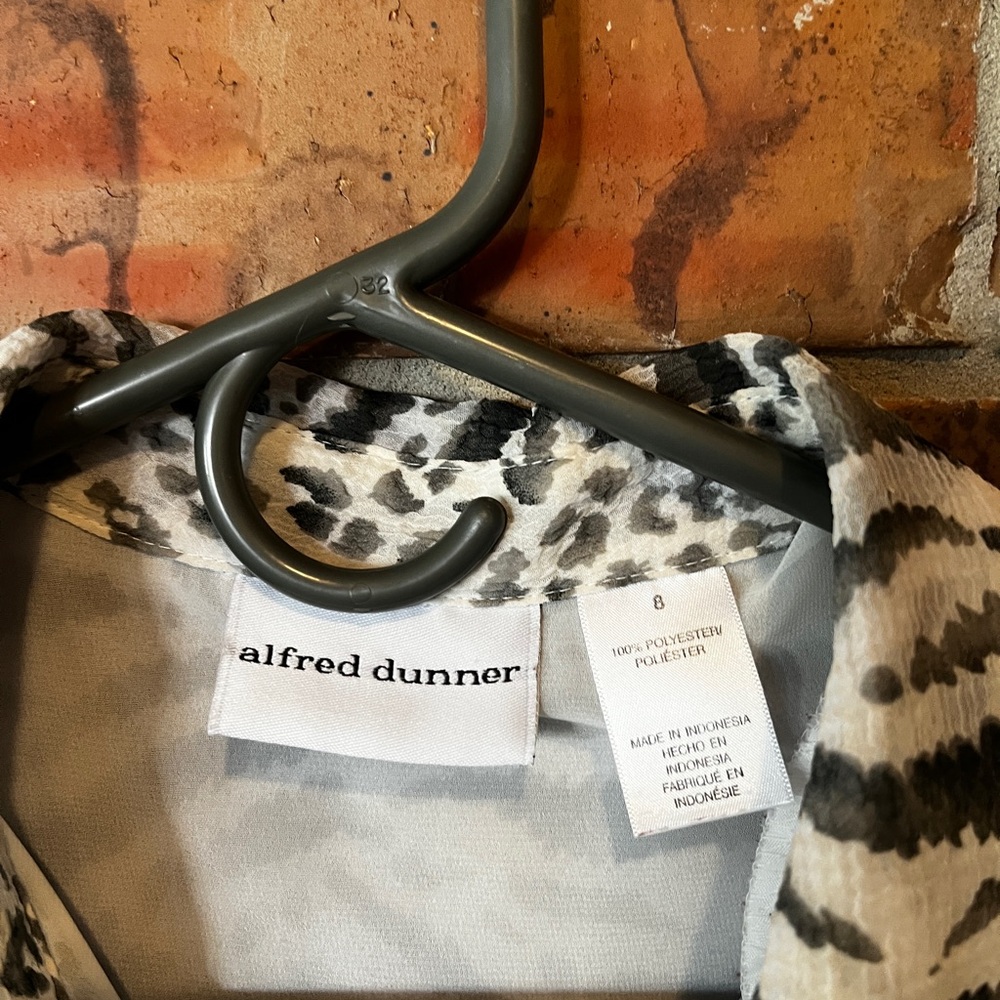 Alfred Dunner Black and White Animal Print Blouse - Picture 2 of 5